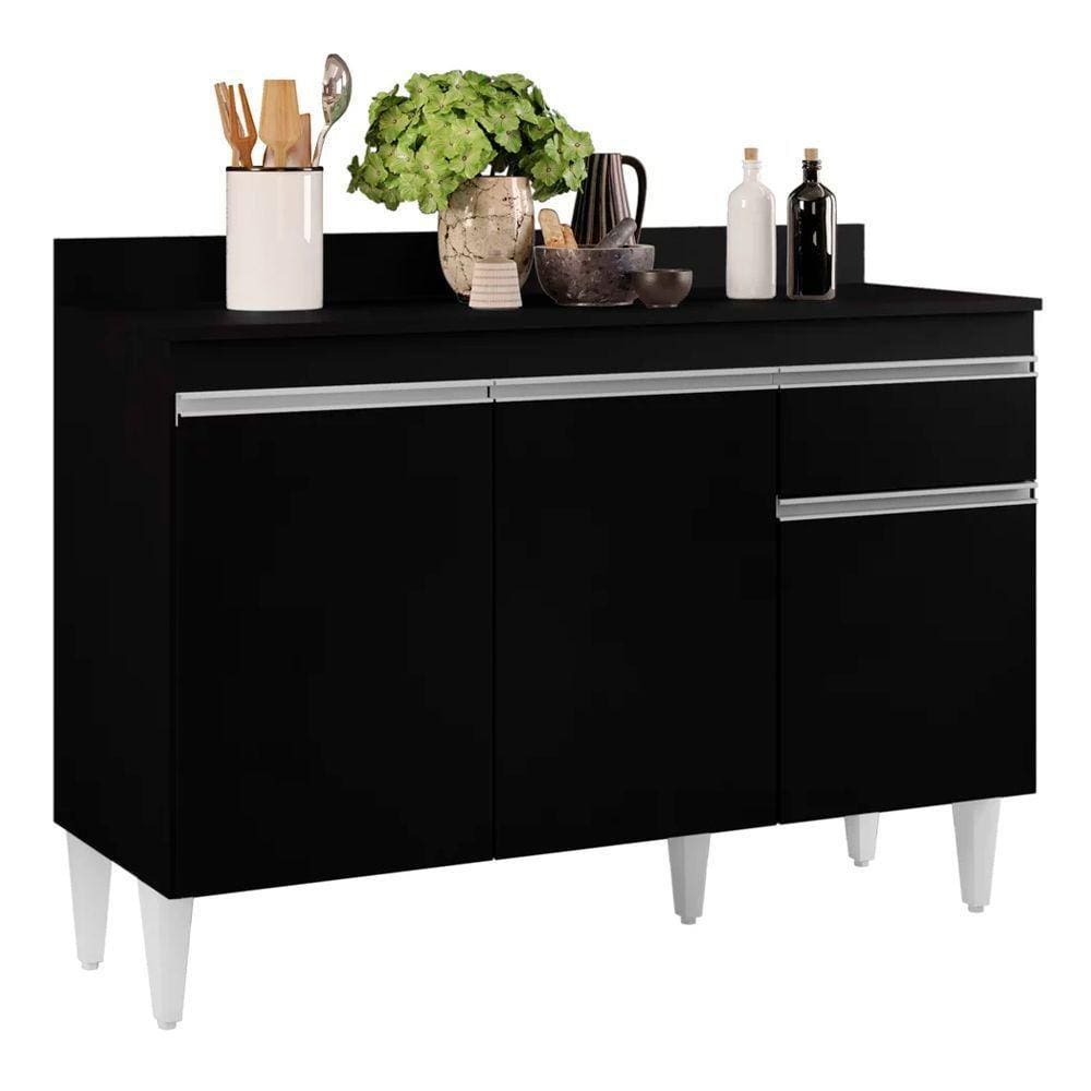 Balcão 01 Gaveta Vick Preto 120Cm