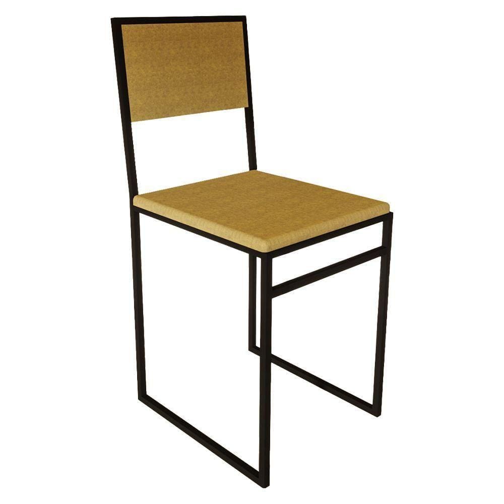 Cadeira De Jantar Industrial Assento Estofado Marrom