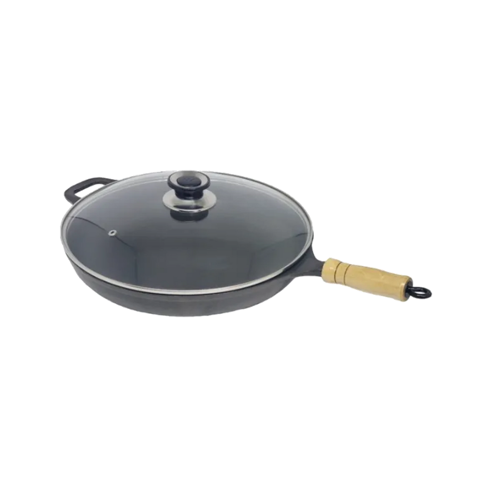 Frigideira Alta Antiaderente Cabo Tampa Vidro 30cm Espátula