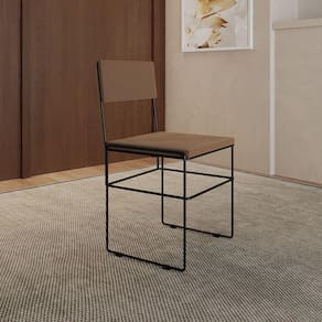 Cadeira De Jantar Industrial Estofada Marrom Aço Preto