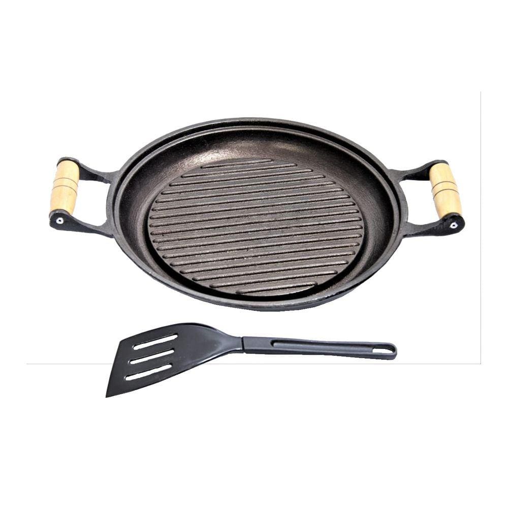 Chapa Grill Redonda Antiaderente Alça 23x23cm e Espátula