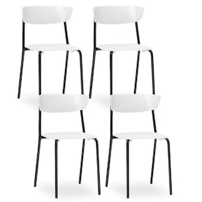 Kit 04 Cadeiras Fixa Base Preta Empilhável Bit F02 Branco