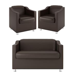 Kit Sofá Namoradeira Reforçada Tilla + 02 Poltronas marrom