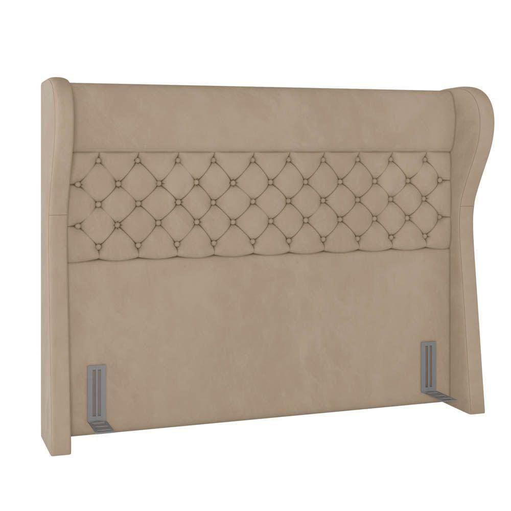 Cabeceira Cama Box Casal 140Cm Trinidad P02 Veludo Bege