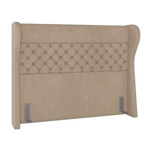 Cabeceira Cama Box Casal King 195Cm Trinidad P02 Veludo Bege