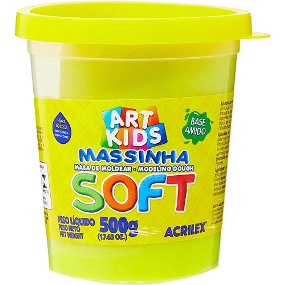 Massinha de Modelar Escolar Amarelo Limão 500g - Acrilex