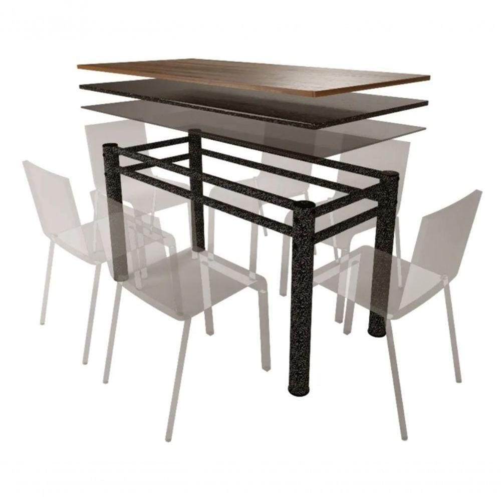 Base Retangular P/Mesa Jantar Vidro Madeira Texturizado