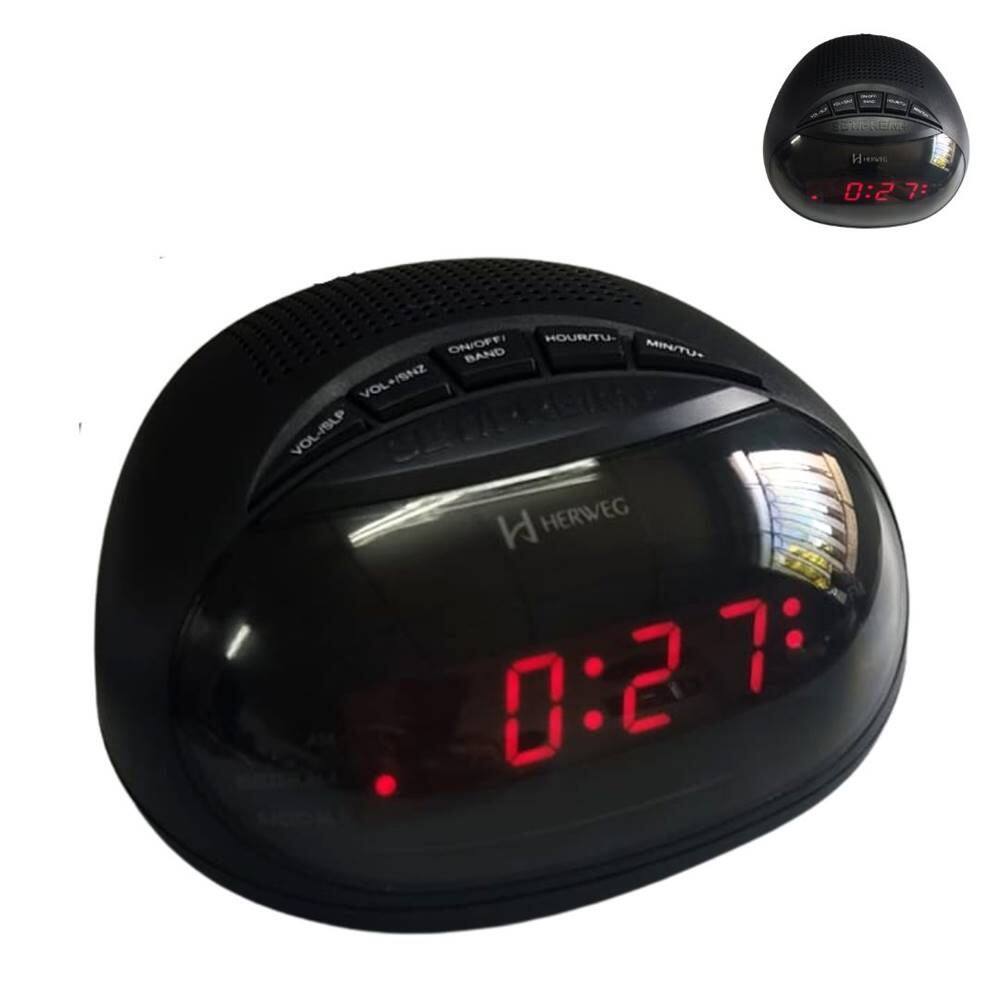Rádio Relógio Herweg Ref: 8112-034 Preto