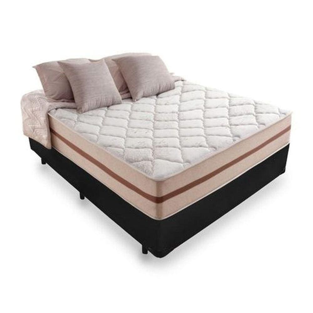 Cama Box Viúva Tecido Sintético Preto com Colchão Pillow Angel - Bello Box - Molas Ensacadas 62x128x188