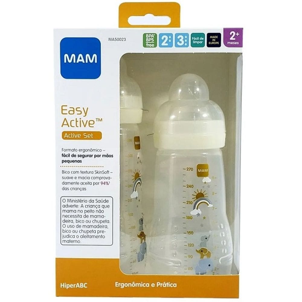 Mamadeira MAM EASY Active SET KIT 270ML + 330ML Bebe 2M+