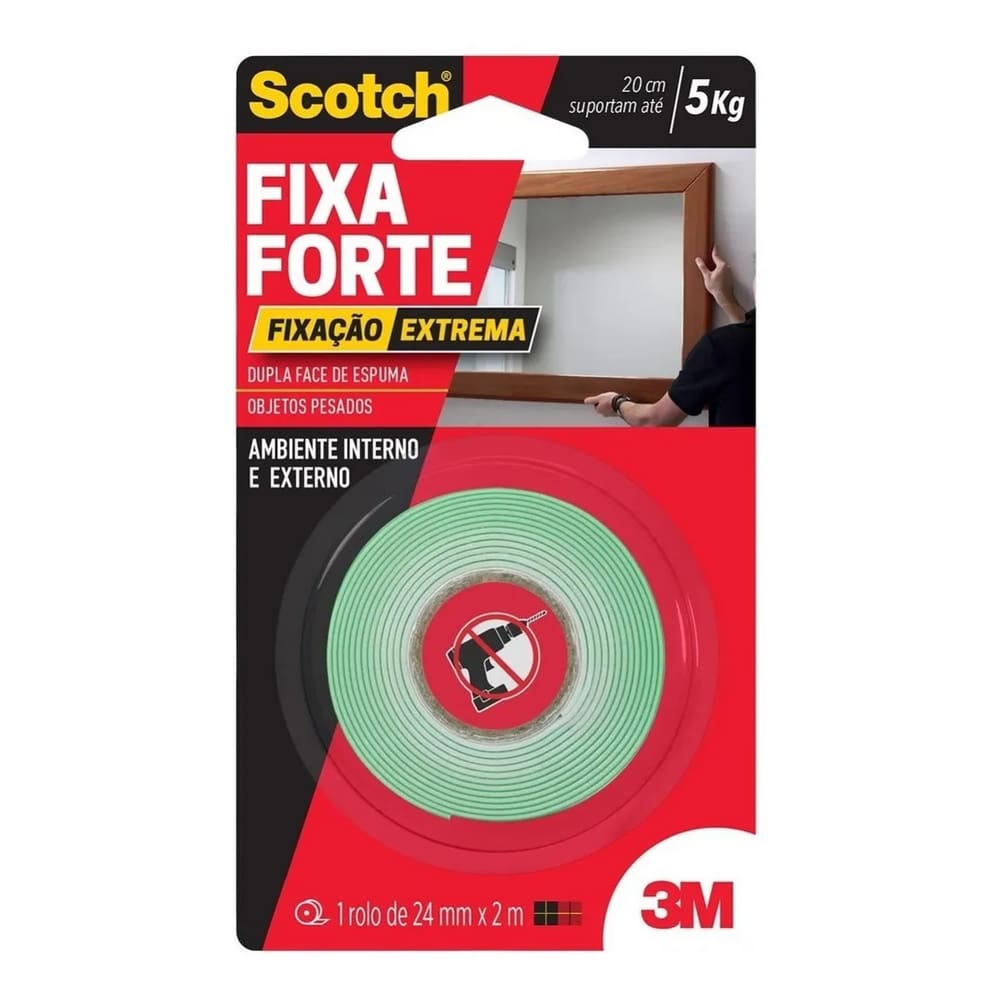 Fita Dupla Face Fixa Forte Extreme 24Mm X 2M 5Kg - 3M