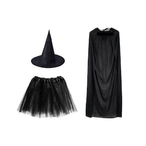 Fantasia de Bruxa Com Saia Capa e Chapeu Halloween Festas