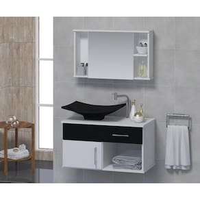 Gabinete para Banheiro com Cuba e Espelheira New Stilo Contarini Preto