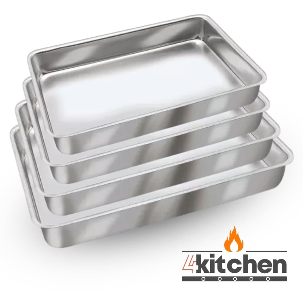 Jogo Kit 4 Assadeiras Forma Retangular Alumínio Qualidade