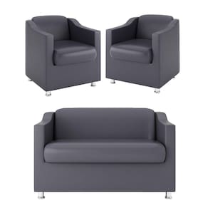 Kit 02 Poltronas Decorativas + Namoradeira 2 Lugares cinza