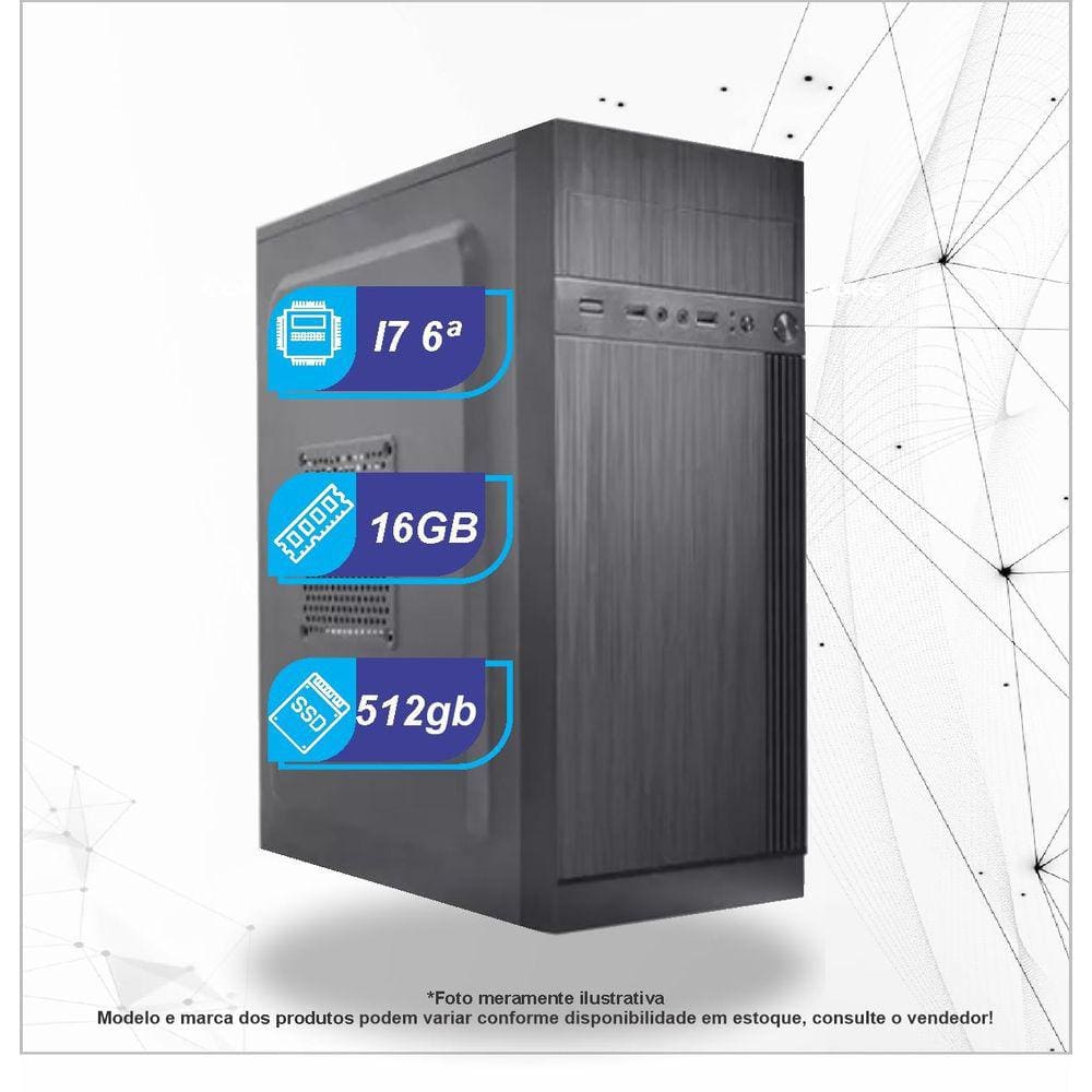 Computador Novo, Core I7, 16gb DDR4, SSD 512gb, Wi-Fi