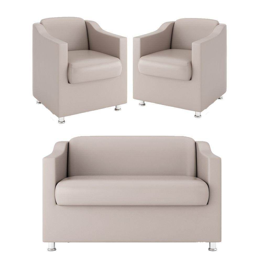 Kit Namoradeira + 02 Poltronas Decorativas - bege
