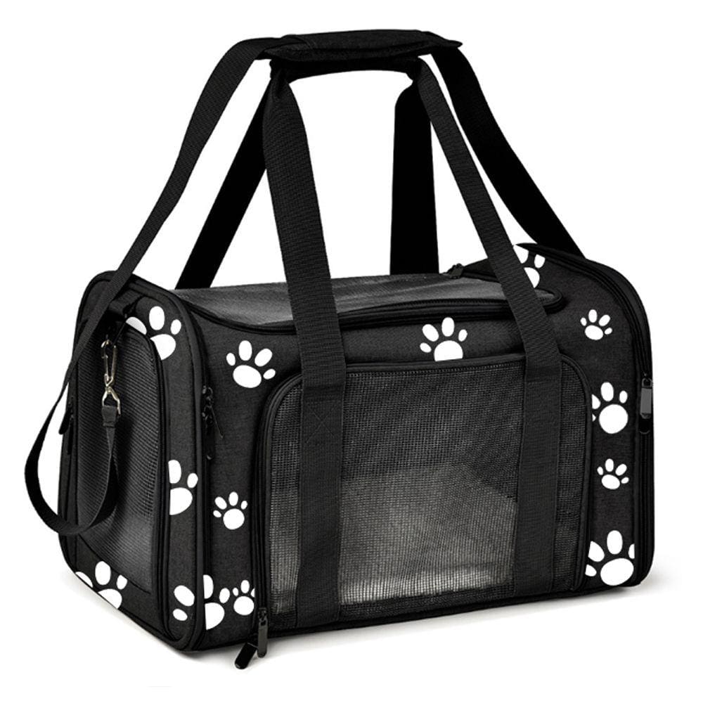 Bolsa Pet Transporte Avião para Cachorros e Gatos Reforçada Duke & Dixie Preto com Pata
