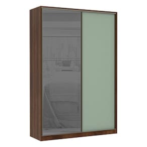 Guarda Roupa 2 Portas de Correr Alumínio Inox com Vidro Reflecta Prata 159 cm Prime Luciane Móveis