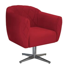 Poltrona Giratória De Metal Suede - Adj Decor Vermelho