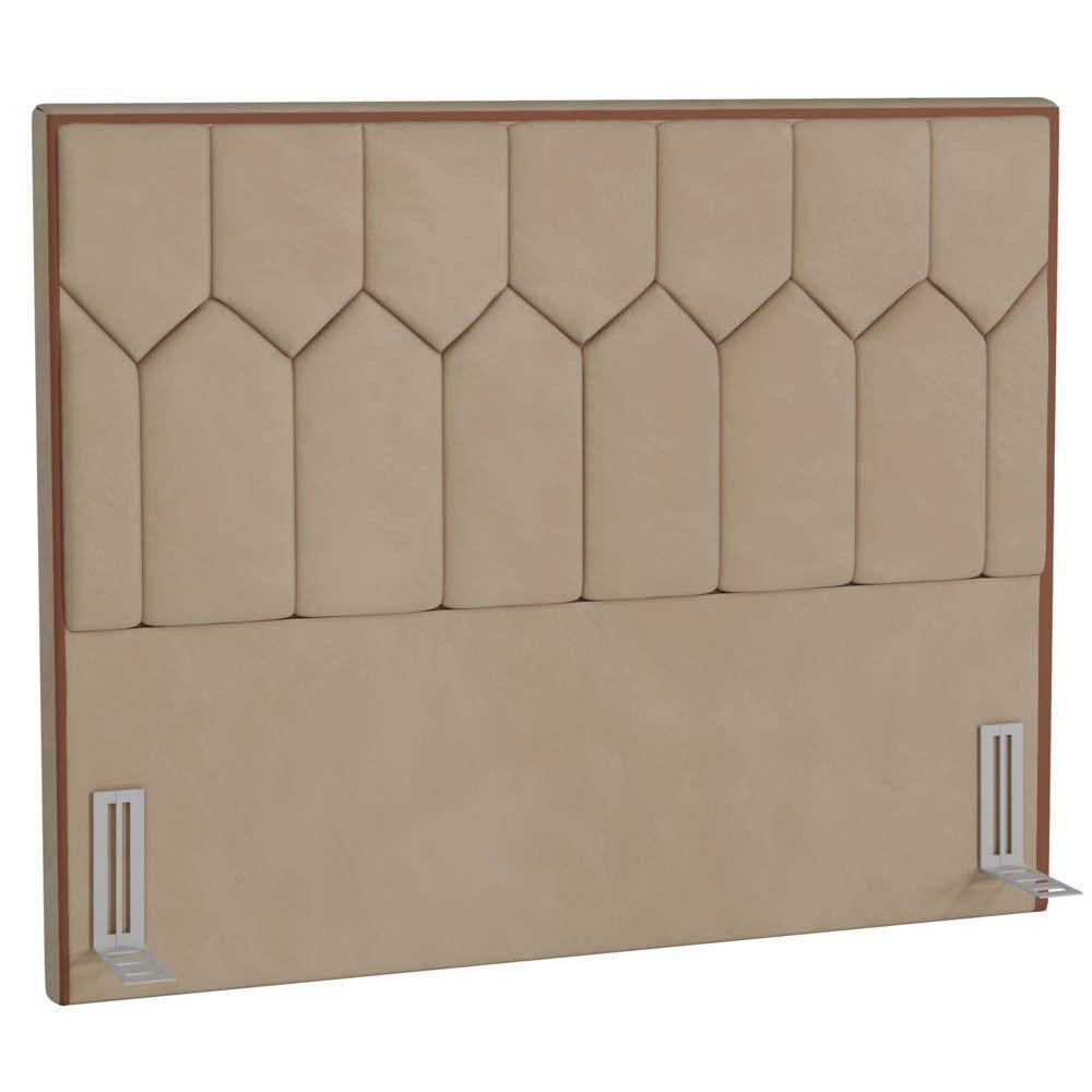 Cabeceira Cama Box Casal 140cm Órion P02 Veludo Bege - Mpozenato