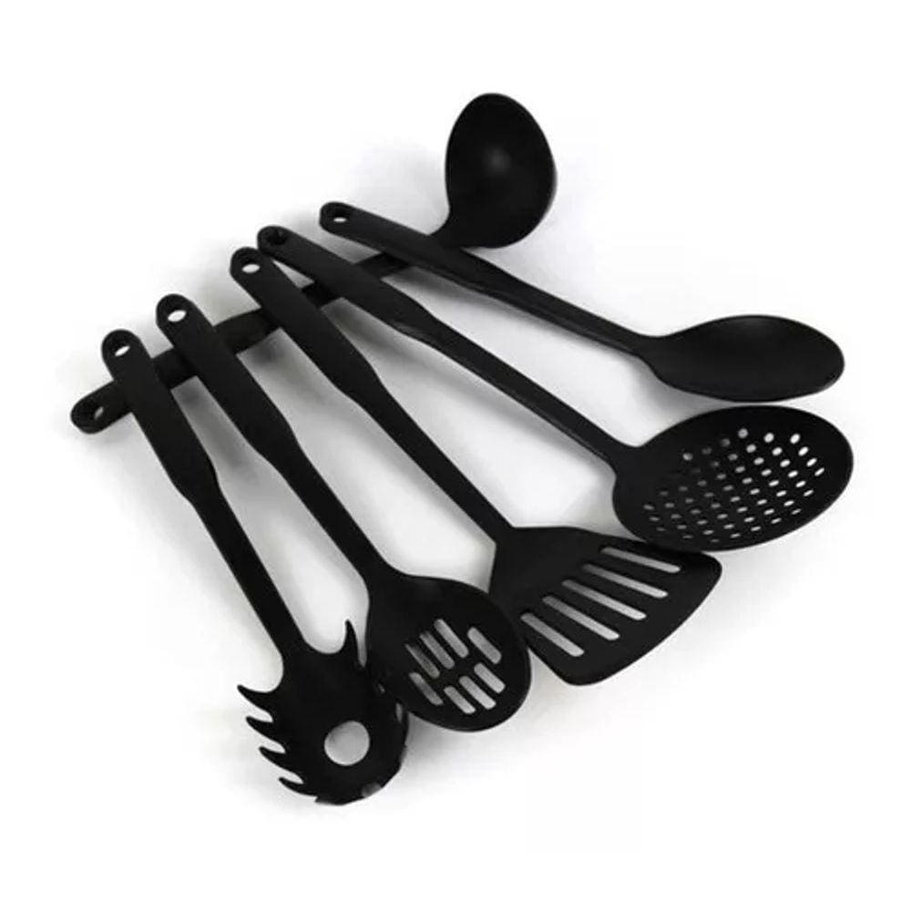 Jogo 6 Pçs Utensílios Cozinha Nylon Concha Colher Pegador
