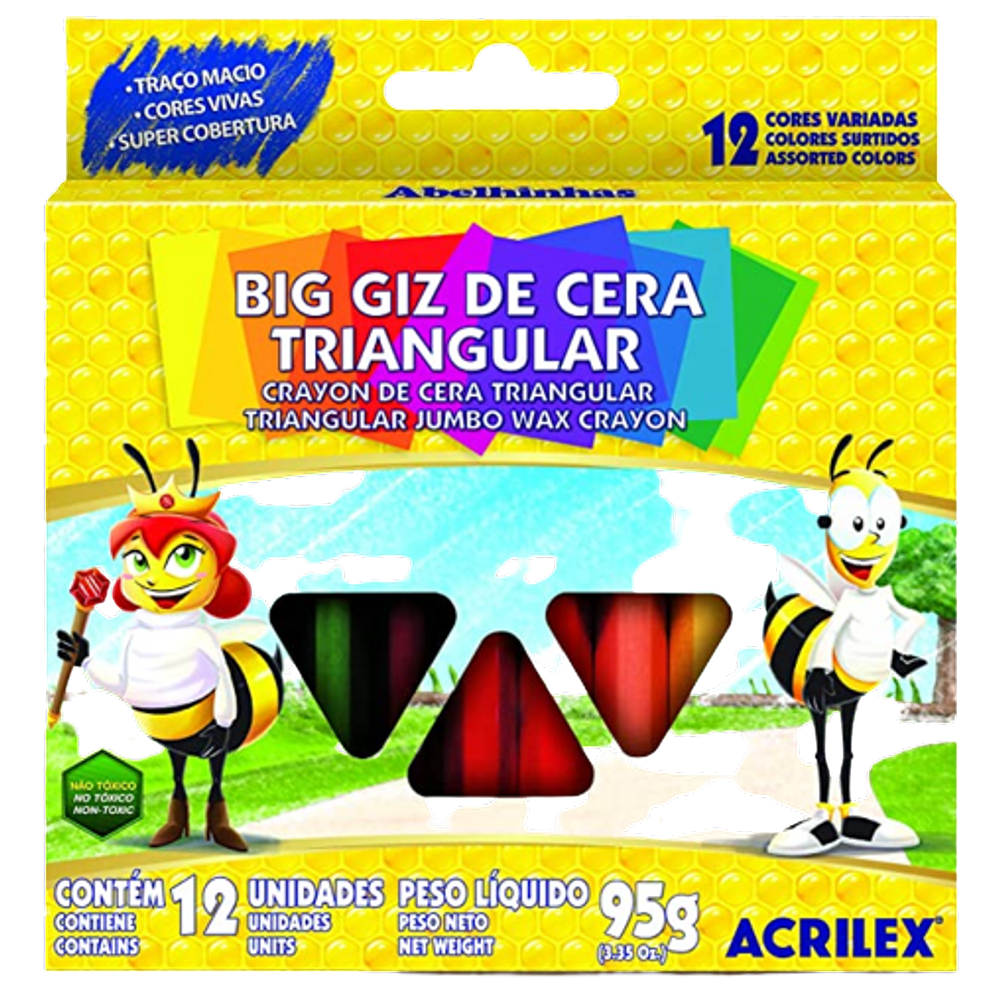 Big Giz de Cera triangular 12 cores Marca Acrilex