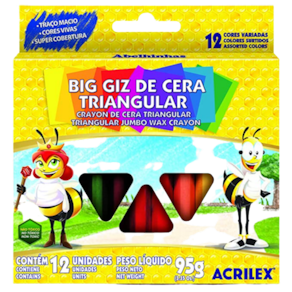 Big Giz de Cera triangular 12 cores Marca Acrilex