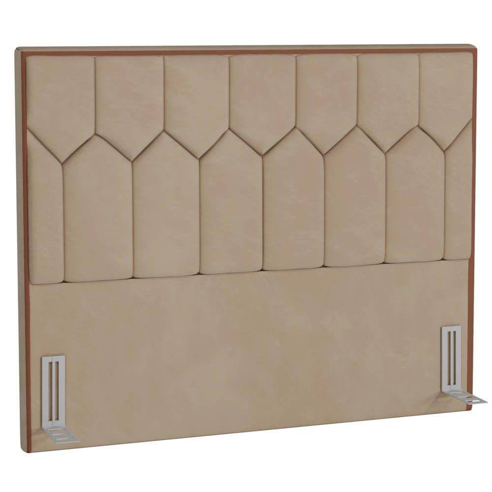 Cabeceira Cama Box Casal 140cm Órion P02 Veludo Bege - Mpozenato