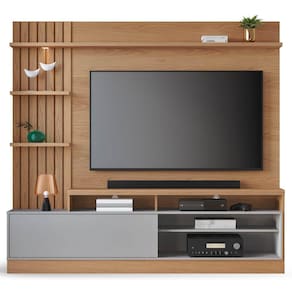 Estante Home Theater para TV até 65 Pol. Maceió Freijó/Cinza Fosco - Colibri