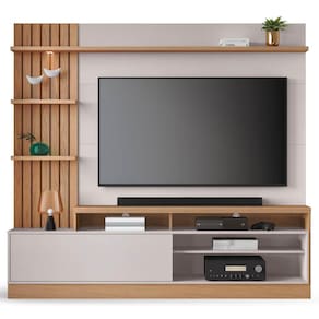 Estante Home Theater para TV até 65 Pol. Maceió Freijó/Off White - Colibri