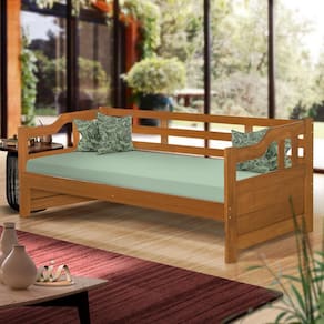 Sofá Cama Madeira Maciça Solteiro Imbuia Shop JM