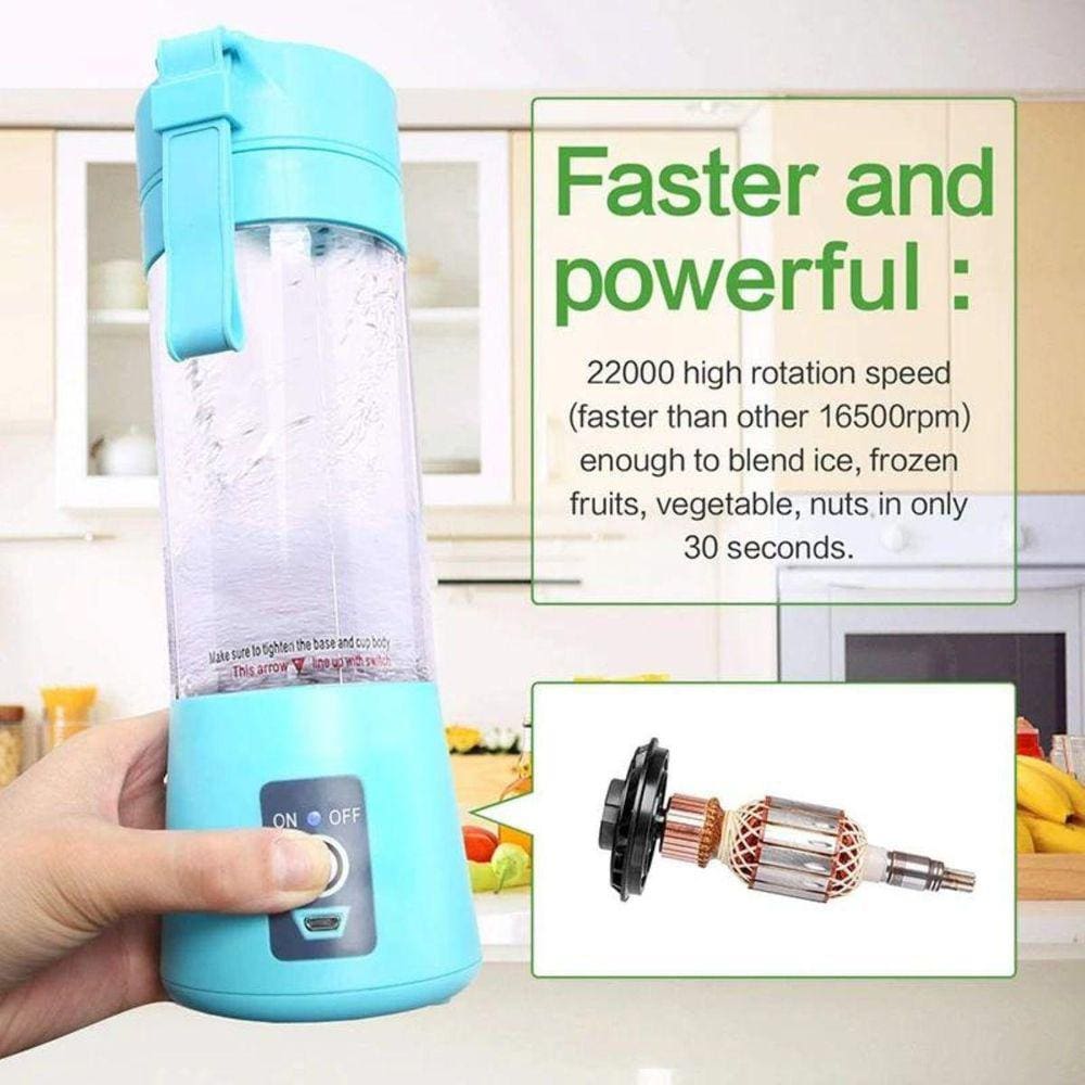 Garrafa Mixer Liquidificador Copo Portátil Recarregável Azul
