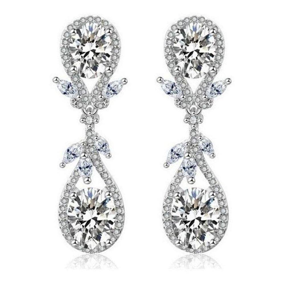 Brinco Noiva Zirconia Debutante Festa Madrinha - Prateado