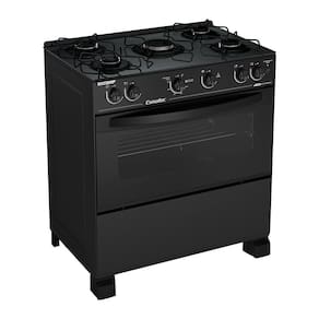 Fogão Esmaltec Caribe Glass 5 Bocas Preto Autolimpante e Acendimento Automático