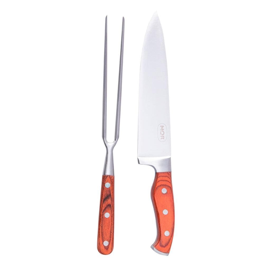 Conjunto Garfo e Faca Inox Para Churrasco Steel 8" Mor