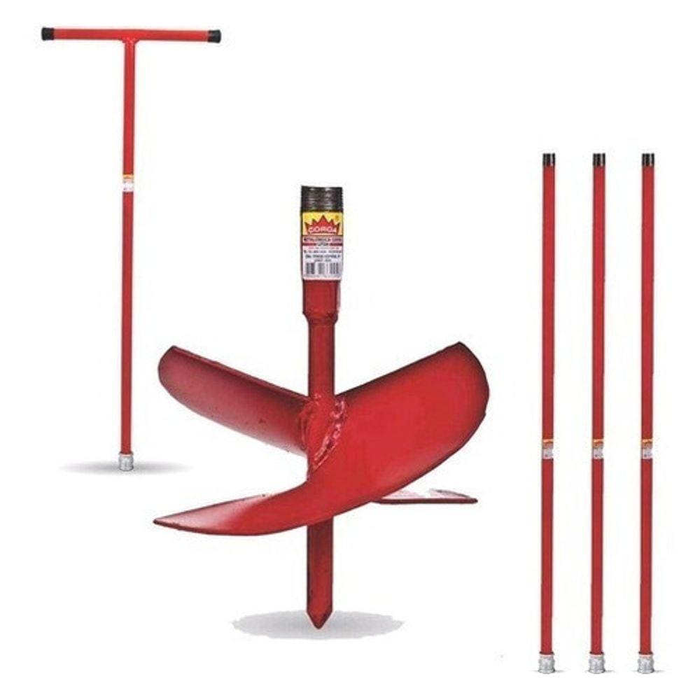 Kit Cavadeira Espiral Broca/Trado Perfurar Coroa 10 + Cabo + 3 Extensor Coroa 3/4