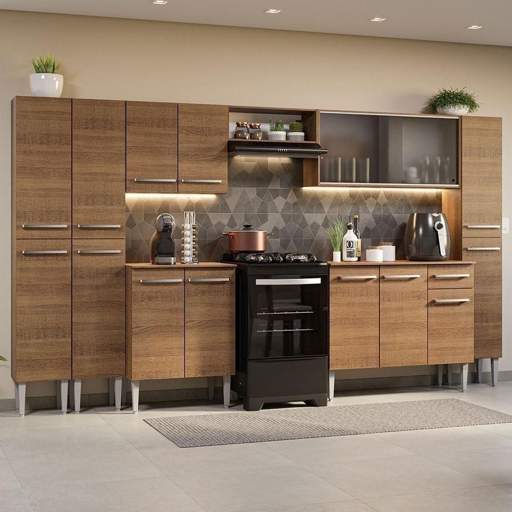 Armário De Cozinha Completa 325Cm Madesa 03 Rustic