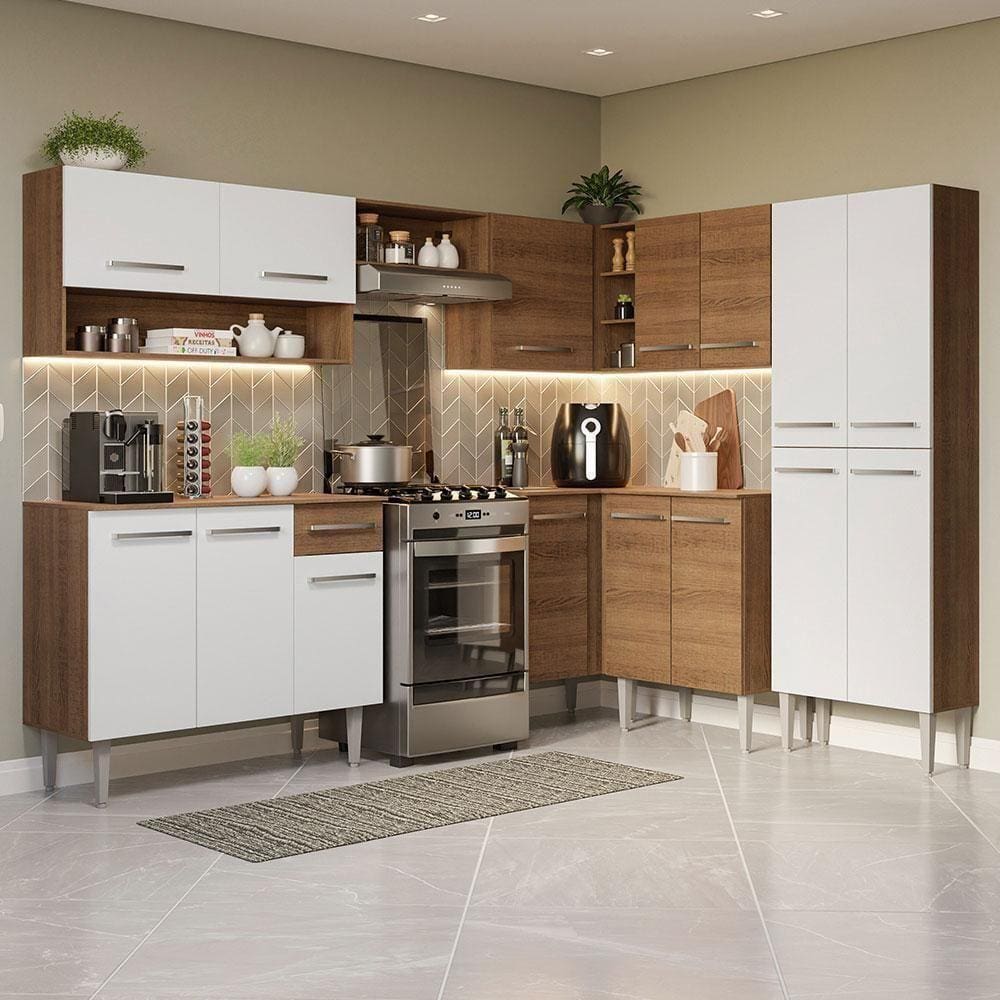 Armário De Cozinha Completa De Canto 417Cm /Branco Madesa