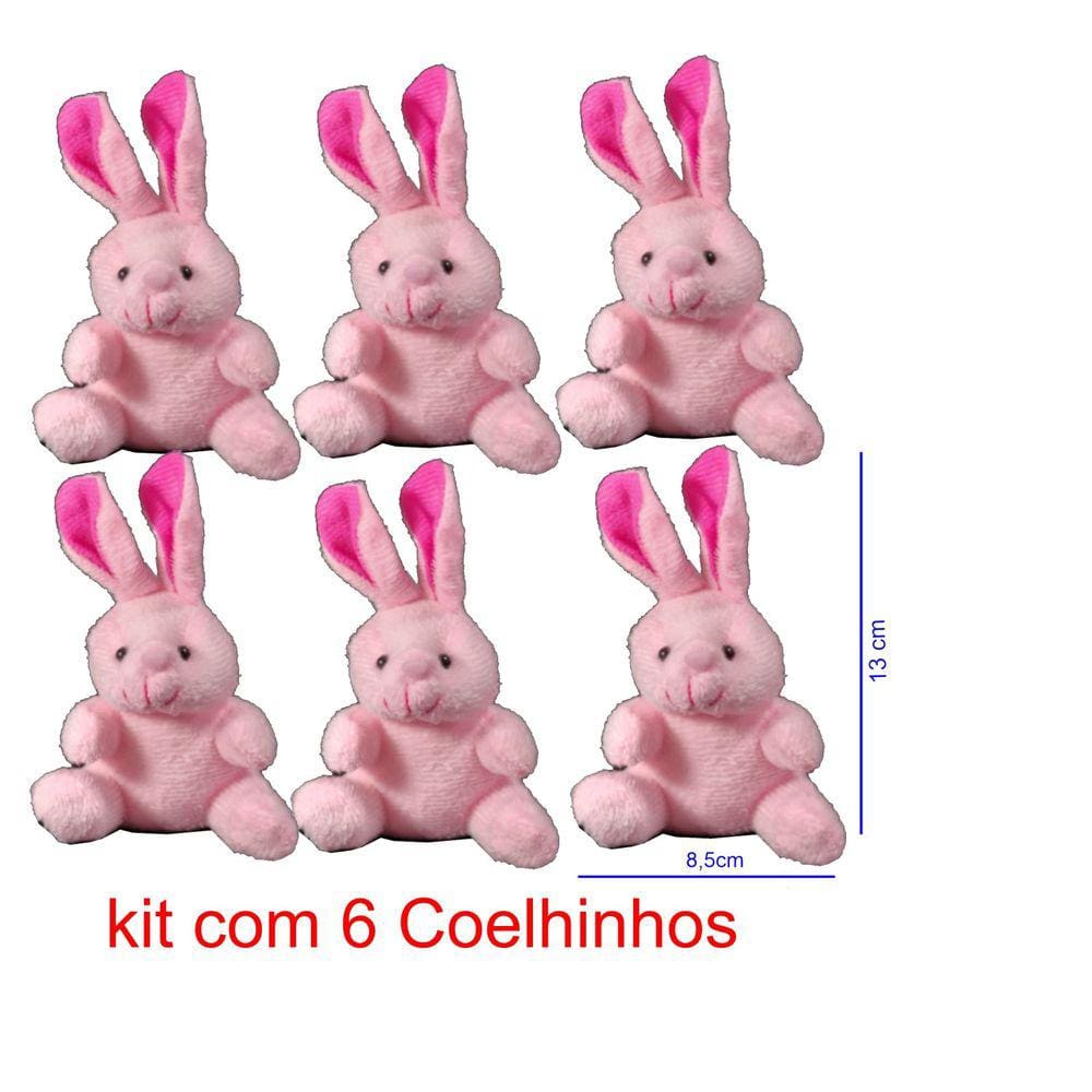 kit c 6 Coelhinhos de Pelucia Rosa Coelho da Páscoa Pascoa