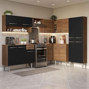 Armário De Cozinha Completa De Canto 417Cm Preto/ Madesa