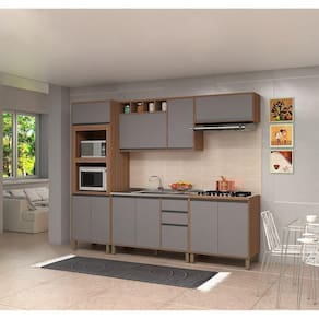 Armário De Cozinha Compacta 5 Peças Vanilla Com Cinza Puro