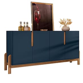 Buffet Aparador 4 Portas 170Cm 050518 Azul Cobalto Cedro