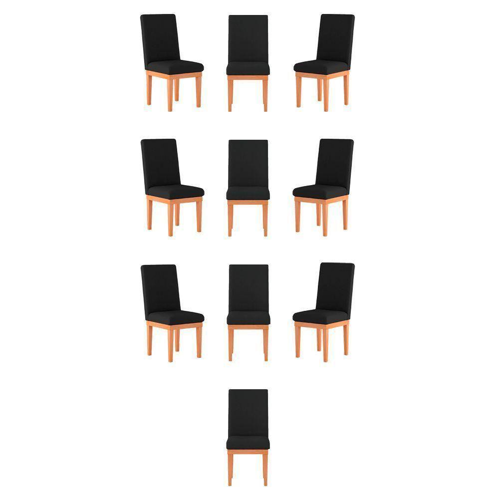 Kit 10 Cadeiras Estofadas Decorativa Para Mesa preto