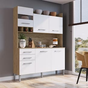 Armário De Cozinha 6Pts 2GVTs Ac6200 Wood Branco Wood|Branco