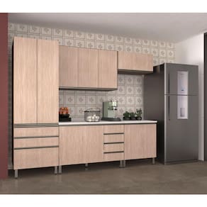 Armário De Cozinha C/5 Peças E Tampo Dourado C/Cumaru
