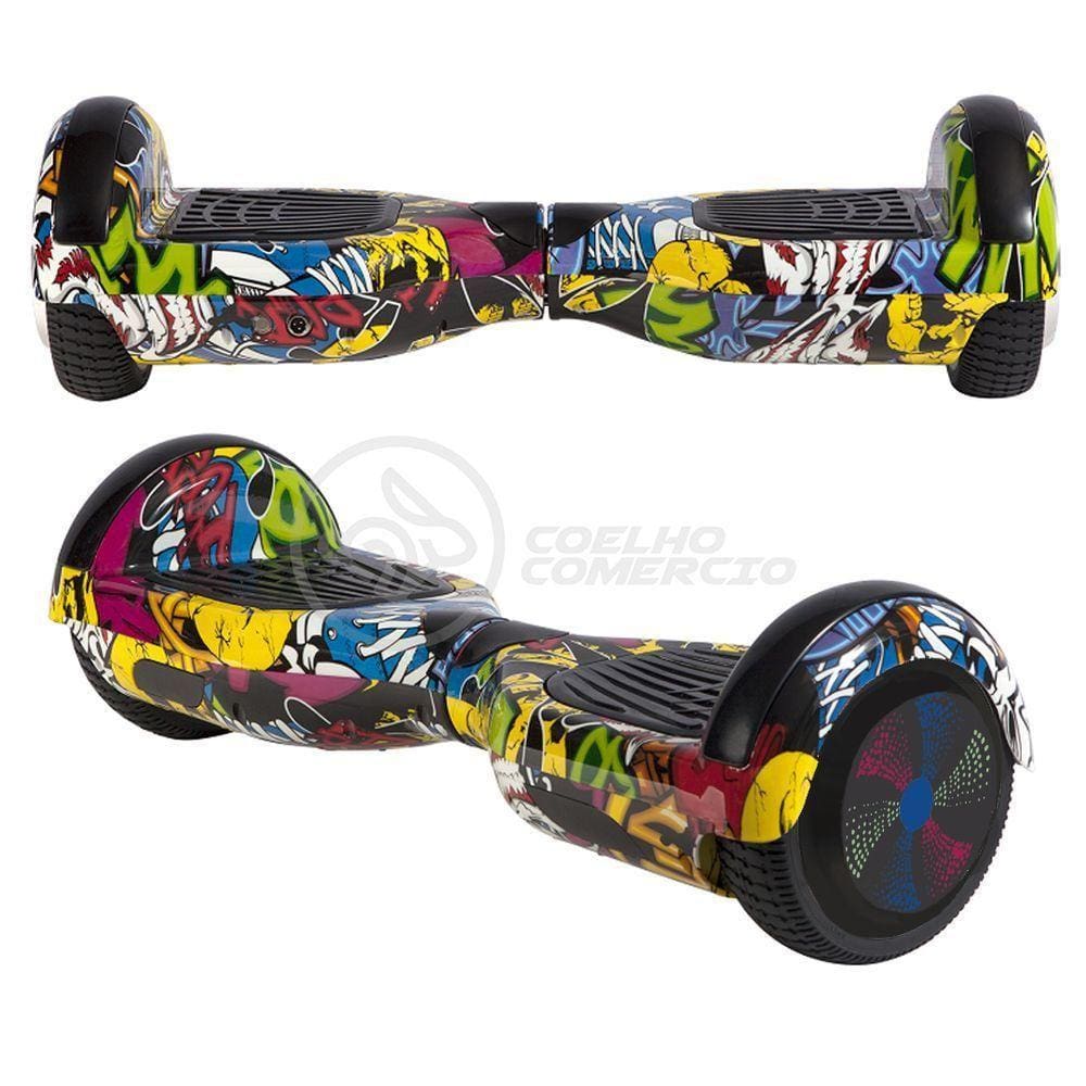 Hoverboard Infantil Skate Elétrico Arte Urbana Led Grafite