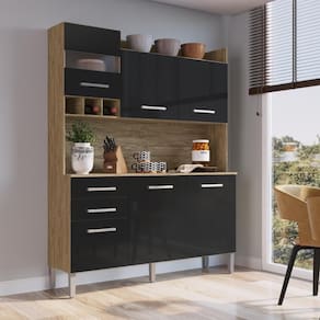 Armário De Cozinha 6Pts 2GVTs Ac6200 Wood Preto Wood|Preto