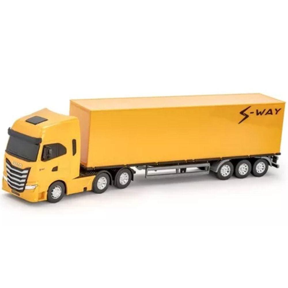 Caminhão Miniatura Iveco Carreta Bau S-WAY Amarelo Usual 618