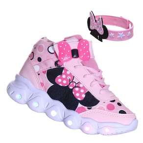Tenis Bota Infantil Menina Laço Com Luzinha Led + Pulseira